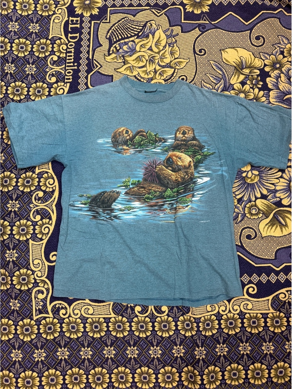 Vintage Habitat Sea Otters Big Graphic 2-sided T-Shirt